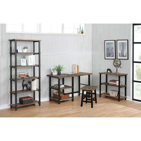 Alaterre Furniture Pomona 70"H 5-Shelf Metal and Solid Wood Bookcase AMBA0820